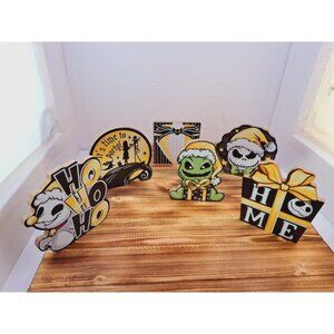 Nightmare Before Christmas Wooden Cut Out Shelf Decor Set Of 6 4" - 5" Tall Xmas